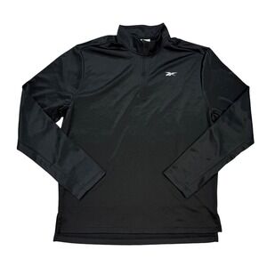 Reebok Quarter Zip Pullover‎ Mens Large Black Excellent Athletic Training Top